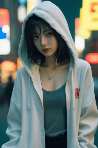 xxmixgirl,cyberpunk hoodie,looking_at_viewer, night back background,drip outfit, squatting on roof top, full body, magical, highly detailed, trending on artstation, unreal engine 4 k, cinematic wallpaper by stanley artgerm lau, wlop, rossdraws, james jean, andrei riabovitchev, marc simonetti, yoshitaka amano. background by james jean and gustav klimt, light by julie bell, 4 k, porcelain skin, style of zdislaw beksinski, detailed, 8k, dynamic lighting, white chromatic aberration, soaking wet