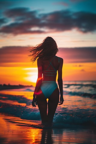 xxmix_girl 1 girl, beach sunset detailed, (lofi, analog, motion blur ) by Brandon Woelfel,xxmix_girl,LinkGirl,xxmixgirl,3d style