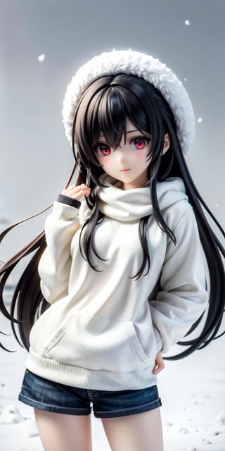 (masterpiece, best quality)     TifaFF7, 1girl, solo, long hair, red eyes, black hair, in a winter wonderland,TifaFF7