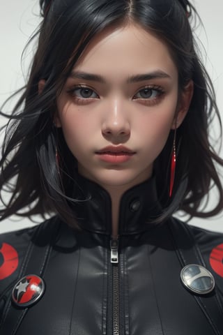 cowboy shot, waist-up portrait:1.2, full body, Lady bug, dark blue hair, red mask with black dots, Marinette Dupain-Cheng, Marinette, Miraculous, , Perfect face, (beautiful detailed eyes, symmetrical eyes, (detailed face), slender, slim waist, dramatic lighting, (8k, photo, masterpiece), (highest quality), (best shadow), (best illustration), ultra high resolution, 8K wallpapers, physically based rendering, photo, realistic, realism, high contrast, hyperrealism, photography, f1 lens .6, intense colors, hyper-realistic realistic texture, cinestill 800), detailed face,weapon, cowboy_shot
