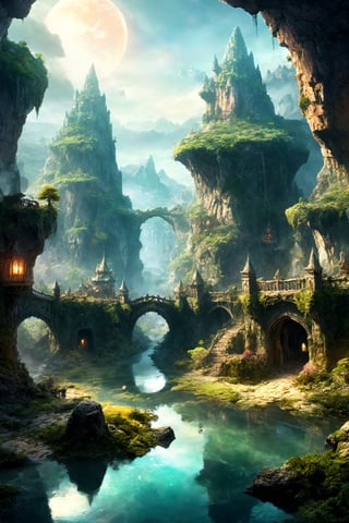 
Elvwn fantasy kingdom , sky temple  , , use magical, whimsical, fairytale, fantasy, swamp valley surrounded by high rocky cliffs, 
dawn,use magical, whimsical, fairytale, fantasy, swamp valley surrounded by high rocky cliffs, 
dawn,