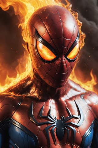Spider-Man, innovative, futuristic, fireproof armor, in the eye of a fire tornado, photorealistic
Spider-Man, engulfed in flames, standing defiantly in the eye of a raging fire tornado. His suit is glowing with heat, but he remains unharmed. The scene is highly detailed and photorealistic, with a sense of danger and determination.
