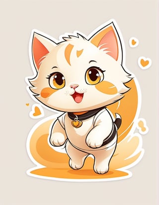 1 cartoon character ilustration, cute cat:  a funny impression jump, there is no background image, the background is just pure white, blank background, solo, tshirt design 