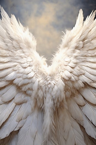 masterpiece, best quality, Arfang Photo realistic image of an angels wings with feathers