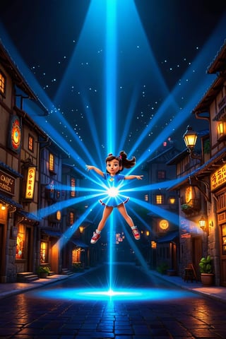 Incorporate a spotlight effect that highlights the central elements of the transition screen. As the cartoon characters perform their lively dance, a beam of light sweeps across the screen, drawing attention to the action and enhancing the sense of excitement. The spotlight could dynamically shift and intensify, adding a dynamic element to the transition and further engaging the player's focus.