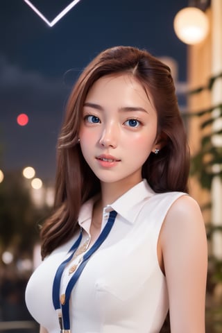 masterpiece, best quality, 1 girl, solo, ((an extremely delicate and beautiful)),school uniform, italian girl ,age 18, milky white skin,beautiful detailed eyes, at night , beautiful starry sky,Provocative,Fashionista ,Wonder of Art and Beauty