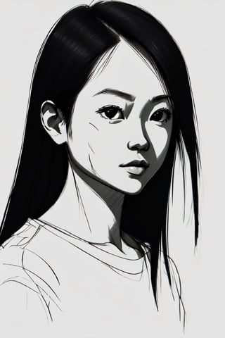 Sketch drawing,  dessin,  masterpiece, high quality,  1girl,  wear daily clothes, hyper detail drawing,Enhance,Young beauty spirit ,beauty Asian,Golden Inspiration,SGBB