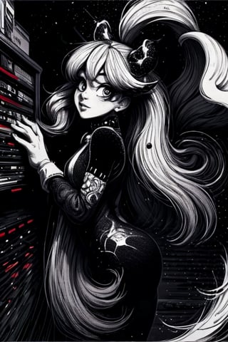 a detailed photo of a pretty girl with cosmic stars in her and colorfull cosmic back ground,Monster,pturbo,aw0k euphoric style,LinkGirl,Movie Still,detailmaster2,High detailed ,monochrome,EpicArt,Color magic,sketch,perfecteyes,greyscale,Saturated colors,Color saturation ,ink,xjrex,Exe,manga panel