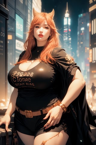 masterpiece, best quality, muscular female, muscle mommy, milf, large breasts, 1girl, solo, abs, muscular, Graphic t-shirt with a vibrant illustration of a cityscape at night with colorful lights and skyscrapers,she is 32 years old and 7ft tall,photorealistic,1 girl,she has a big fat belly,Chubby,Plump,portrait,Young beauty spirit ,Best face ever in the world,Fat,illustration,Fat Rolls,fcloseup,rgbcolor,emotion,nodf_lora,sangonomiya kokomi (sparkling coralbone),sangonomiya kokomi