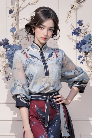 extreme detailed, (masterpiece), (top quality), (best quality), (official art), (beautiful and aesthetic:1.2), (stylish pose), (1 woman), (colorful), (burgundy-blue white theme: 1.5), ppcp, medium length skirt, 	looking into distance, long straight black hair, 
perfect,ChineseWatercolorPainting,Chromaspots,fairy,pastelbg,ink,NJI BEAUTY,red dress,adress2