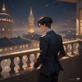 Score_9, Score_8_up, Score_7_up, Score_6_up, Score_5_up, Score_4_up,aa man black hair, sexy guy, standing on the balcony of a building,soul city, night,looking at the front building, wearing a suit, sexy pose, ciel_phantomhive,jaeggernawt,Indoor,frames,high rise apartment,outdoor
