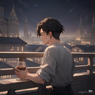 Score_9, Score_8_up, Score_7_up, Score_6_up, Score_5_up, Score_4_up,aa man black hair, sexy guy, standing on the balcony of a building,city, night,looking at the front building, wearing a grey shirt, sexy pose,leaning on the railing,drinking a cup,
ciel_phantomhive,jaeggernawt,Indoor,frames,high rise apartment,outdoor