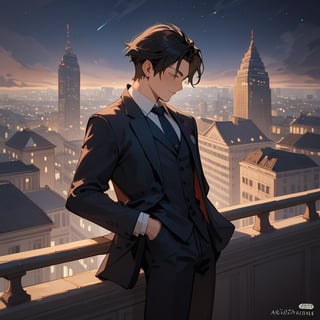 Score_9, Score_8_up, Score_7_up, Score_6_up, Score_5_up, Score_4_up,aa man black hair, sexy guy, standing on the balcony of a building, city, night,looking at the front building, wearing a suit, sexy pose, ciel_phantomhive,jaeggernawt