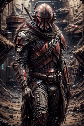(4k), (masterpiece), (best quality),(extremely intricate), (realistic), (sharp focus), (cinematic lighting), (extremely detailed),

Female mandalorian armor smith with crimson red beskar armor. She has crimson cloak with fur on her shoulders and is holding her beskar staff i her right hand. She is floating in space.

,Des3rt4rmor, mandalorian beskar armor, beskar staff,
,malwaretech, scifi, red hues
,stealthtech