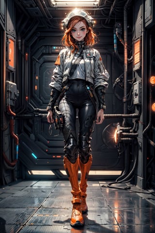 (4k), (masterpiece), (best quality),(extremely intricate), (realistic), (sharp focus), (cinematic lighting), (extremely detailed), (epic), (full body),

A young woman with long, flowing, sun bright orange hair, standing in the cockpit of an X-wing starfighter. She is wearing a Rebel Alliance pilot's uniform consisting of black fullbody uniform, white jacket and orange shin and arm protectors, and she is holding her helmet in right hand, She has a bright smile and sparkling eyes.

,stealthtech, scifi 
,midjourney,DonMASKTEX