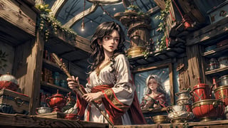 (4k), (masterpiece), (best quality),(extremely intricate), (realistic), (sharp focus), (award winning), (cinematic lighting), (extremely detailed), 

A young sorceress girl stands in a dimly lit room, her white robes flowing behind her. She has long, black hair, and piercing red eyes. In her hands, she holds a glowing staff.

She is standing in a tower, looking out at the stars.

She is clearly a powerful and knowledgeable sorceress.

The sorceress is focused on her task, but she also has a mischievous glint in her eye. She is clearly excited about the power that she possesses, and she is eager to use it to make a difference in the world.,EpicSky,Isometric_Setting,FFIXBG,TreeAIv2