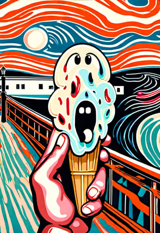 we all scream for ice cream in the style of the scream by Edvard Munch