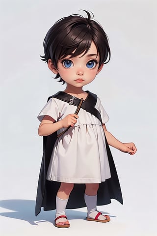 photorealistic,realistic,photography,masterpiece,best quality,ultra-detailed,1boy,full body,simple background,white_background,chibi,white dress,,
