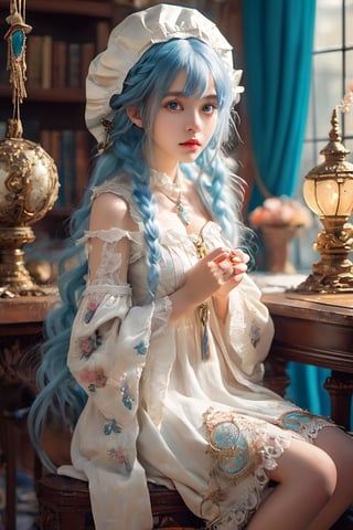 Solo, anime girl, full body, young adult body, medium chest, white Witch dress, white witch hat, Hyperdetailed magic school background,
Detailed medium blue hair braid, Detailed eyes, blue eyes, front view, Thick lineart, Anxious, Hyperdetailed natural light, detailed reflection light, volumetric lighting maximalist photo illustration 64k, resolution high res intricately detailed complex, key visual, precise lineart, vibrant, panoramic, cinematic, masterfully crafted, 64k resolution, beautiful, stunning, ultra detailed, expressive, hypermaximalist, colorful, rich deep color, vintage show promotional poster, glamour, anime art, fantasy art, brush strokes,, 16k, UHD, HDR,(Masterpiece:1.5), Absurdres, (best quality:1.5), Anime style photo, Manga style, Digital art, glow effects, Hand drawn, render,octane render, cinema 4d, blender, dark, atmospheric 4k ultra detailed, cinematic sensual, Sharp focus, hyperrealistic, big depth of field, Masterpiece, colors, 3d octane render, concept art, trending on artstation, hyperrealistic, Vivid colors,, modelshoot style, (extremely detailed CG unity 8k wallpaper), professional majestic oil painting by Ed Blinkey, Atey Ghailan, Studio Ghibli, by Jeremy Mann, Greg Manchess, Antonio Moro, trending on ArtStation, trending on CGSociety, Intricate, High Detail, Sharp focus, dramatic, photorealistic