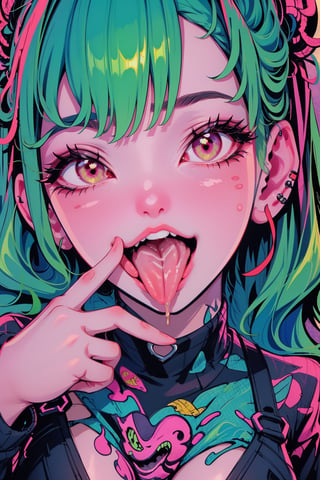 masterpiece, best quality, artwork), (extremely detailed 8K picture detailed close up of a happy girl eating her hand and fingers,souryuuasukalangley,JinxLol