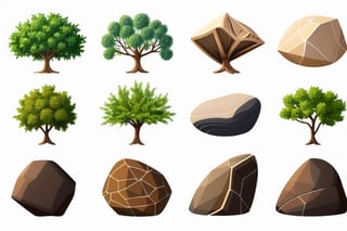 a set of detailed vector art trees and rocks sheet to be used in a children book,fantasy00d,KidsRedmAF,tshee00d