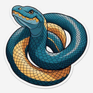 cute viper snake with dark pattern scales, sticker