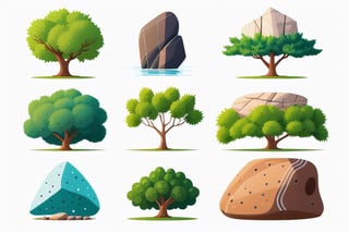 a set of detailed vector art trees and rocks sheet to be used in a children book,fantasy00d,KidsRedmAF,tshee00d