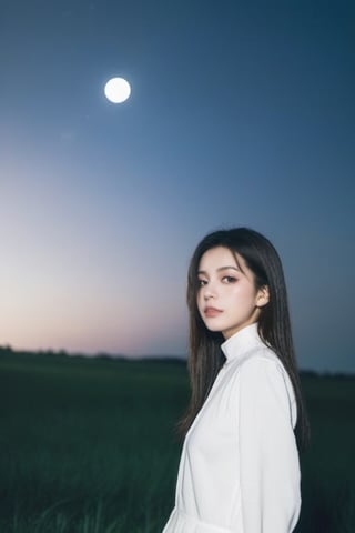 1girl, solo, ,full body, xxmixgirl, night, moon, 