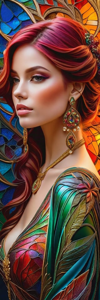  woman, Colorful glass . No background. Captured with exquisite detail on a canvas painting, the mesmerizing image evokes a sense of wonder and enchantment, showcasing the exquisite beauty of this unique creature. 3D, Magical, Fabulous, Masterpiece Painting, Highly Detailed, Captivating, Enchanting, Diffuse Light, Perfect Composition, , Trending on Artstation, Sharp Focus, Studio Photo, Intricate Details, Highly Detailed, by Greg Rutkowski, 