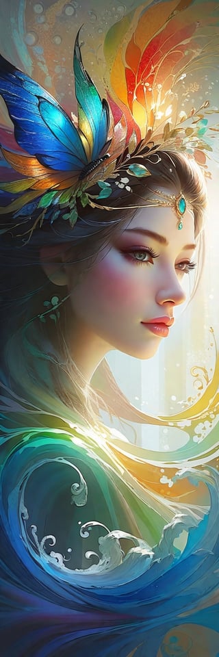 woman, Colorful glass . No background. Captured with exquisite detail on a canvas painting, the mesmerizing image evokes a sense of wonder and enchantment, showcasing the exquisite beauty of this unique creature. 3D, Magical, Fabulous, Masterpiece Painting, Highly Detailed, Captivating, Enchanting, Diffuse Light, Perfect Composition, , Trending on Artstation, Sharp Focus, Studio Photo, Intricate Details, Highly Detailed, by Greg Rutkowski, 