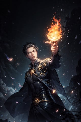 Realistic, Handsome young wizard , fire spell,Wizard,DonMF41ryW1ng5