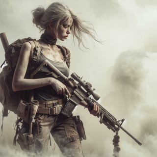 
dusty lady post apocalypse survivor, destroyed background 8k resolution,


