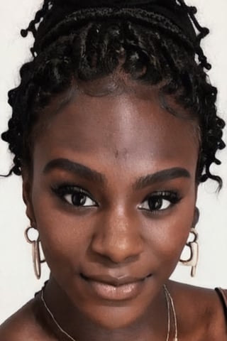 1girl, solo, long hair, looking at viewer, black hair, bare shoulders, brown eyes, jewelry, hairband, earrings, pants, dark skin, necklace, off shoulder, nail polish, sweater, dark-skinned female, lips, fingernails, book, eyelashes, makeup, forehead, ribbed sweater, curly hair, hoop earrings, nose, pen, pencil, big hair, off-shoulder sweater, very dark skin, dreadlocks, full body view, walking

