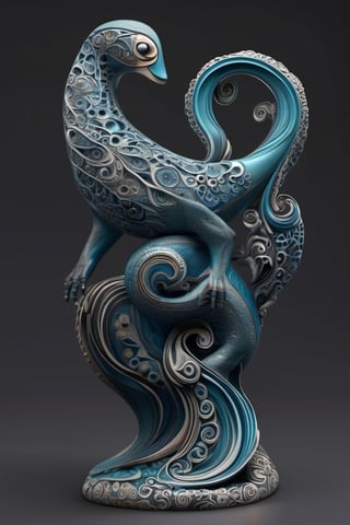 illustration on black background. water creature figurine, with dynamic and vibrant designs, edgy and modern, layering, deep shadows, intricate detailed, fractal bone carving, blues, grays, teals, trending on artstation, sharp focus, studio photo, intricate details, highly detailed, trending on artstation, sharp focus, studio photo, intricate details, highly detailed, by aruffo3