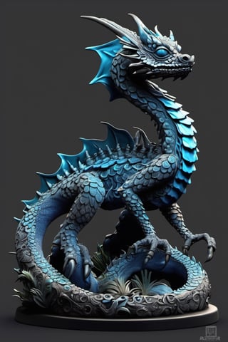 illustration on black background. water dragon figurine with dynamic, complex and vibrant details, fractal bone carving, edgy and modern, layering, deep shadows, chiaroscuro, intricate detail, silvers, blues, grays, teals, trending on artstation, sharp focus, studio photo, intricate details, highly detailed, trending on artstation, sharp focus, studio photo, intricate details, highly detailed, symmetry, by aruffo3