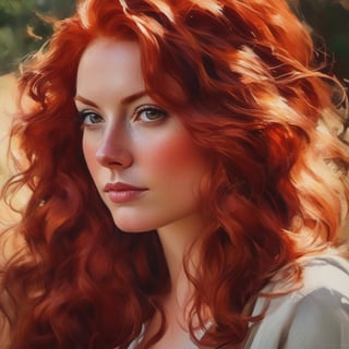 Close up, portrait, painting of a woman with red hair, by Marek Okon, beautiful art uhd 4k, red wavy hair, very thick and oil paint, she has red hair
style Jamie Wyeth, James Gillard, Edward Hopper, Greg Rutkowski Studio Ghibli Genshin Impact,ink 