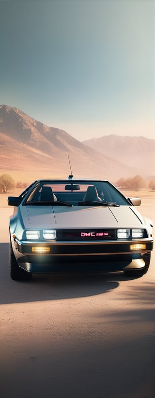 (best quality,ultra-detailed,realistic:1.2) technology, clean lines, minimalist artwork, vibrant color palette, soft lighting, Delorean, DMC-12