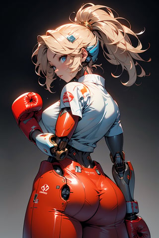 (masterpiece, best quality, ultra-detailed, beautiful, nai3),very aesthetic,intricate,best quality,(amazing quality),extremely hyghres resolution,(ultra-detailed),intricate detailed face and eyes,intricate line,(delicate drawing),(anime woman in red latex outfit and tight shirt), 1girl, breasts, solo, blonde hair, blue eyes, bodysuit, long hair, large breasts, looking at viewer, red bodysuit, cleavage, skin tight,shiny clothes,fighting_stance ,from_below,ultra delicate, clearly, super fine illustration, absorbres, pastel art,
BREAK beautiful lighting, beautiful glow,nodf_lora,midjourney,(mecha_musume:1.5),augmented_body,cybernetic_enhancements,android,(humanoid_robot:1.3),mecha musume, headgear, mechanical arms,mechanical body,metallic bodysuit,knuckles,(boxing_stance:1.8),(metallic_boxing_grove:1.5),(open finger grove),(hands at face side),science_fiction,(sci_fi background:1.5),cyberpunk,(from_behind:1.3)