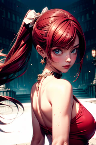 Masterpiece, Best quality, High resolutions, high quality anime version,
Erza with her crimson red hair pulled back into a low ponytail, showing off her neck and highlighting her firm jaw. Although she is dressed in a prisoner's garb, her posture remains upright and confident, showing that her indomitable spirit has not been broken.
The prisoner's clothing could consist of a jumpsuit or tunic of a dull tone, with details of chains or shackles that evoke her situation of captivity. Despite this, some elements of her costume could be worn or torn, showing her resistance and fight against her imprisonment.

As for her pose, you could imagine her with her hands clasped behind her back, with a determined expression on her face as she looks straight ahead. Although she is in a vulnerable position, the fierce look of her and the proud posture of her prove that even in adversity, Erza is still a force to be reckoned with, she has two hands with 5 very beautiful feminine fingers.,portrait,ErzaScarletMaid,FAIRYTAIL_ERZA,erza scarlet fairytail,erza scarlet japonese cloth,illustration,fcloseup