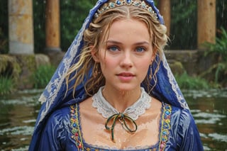 (wet clothes, wet hair, wet, wet face, wet skin,  : 1.4 ),(two Beautiful German queen ),(greater details in definitions of face and eyes), (realistic and detailed skin textures), (extremely clear image, UHD, resembling realistic professional photographs, film grain), beautiful blonde hair,beautiful blue iris, ((wearing Baroque-style dirndl ballgowns and royal cloak with vibrant colors, submerge, hug, very wet drenched hair, wet face:1.2)), infused with norwegian elements. The dress combines intricate lace and embroidery with colorful ballgown-inspired patterns. A wide obi belt cinches her waist, while puffed sleeves and delicate accessories complete the look, showcasing a striking fusion of cultures.,ct-drago
.
, soakingwetclothes, wet clothes, wet hair, Visual Anime,art_booster,anime_screencap,fake_screenshot,anime coloring