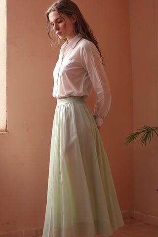 (((Iconic extremely beautiful)))
(((delicate interplay of light and shadow, artistic expression, emotional resonance)))
(((1980s age style longskirt, tucked shirt)))
(((Vivid light colors background)))
(((View zoom,view detailed)))
(((by Wes Anderson style))),cinematic style, (((wet clothes, wet hair, wet, wet face, wet skin, : 1.4))),soakingwetclothes