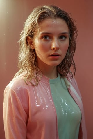 (((Iconic extremely beautiful)))
(((delicate interplay of light and shadow, artistic expression, emotional resonance)))
(((1980s age style)))
(((Vivid light colors background)))
(((View zoom,view detailed)))
(((by Wes Anderson style))),cinematic style, (((wet clothes, wet hair, wet, wet face, wet skin, : 1.4))),soakingwetclothes