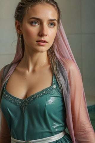 (wet clothes, wet hair, wet, wet face, wet skin,  : 1.4 ),(Chiaroscuro Solid colors background),( Beautiful wet German queen covered by a shawl on her shoulder ),(greater details in definitions of wet face and eyes), (realistic and detailed wet skin textures), (extremely clear image, UHD, resembling realistic professional photographs, film grain), beautiful wet blonde hair,beautiful blue iris, ((wearing wet Baroque-style crimson dirndl ballgowns partly covered by wet shawl,clothes with vibrant colors, , submerge,  hugging, very wet drenched hair, wet face:1.2)), infused with norwegian elements. The dress combines intricate lace and embroidery with colorful ballgown-inspired patterns. A wide obi belt cinches her waist, while puffed sleeves and delicate accessories complete the look, showcasing a striking fusion of cultures.,ct-drago
.
, soakingwetclothes, wet clothes, wet hair, Visual Anime,art_booster,anime_screencap,fake_screenshot,anime coloring,Pakistani dress,indian, Indian beauty