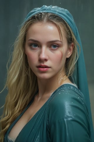 (wet clothes, wet hair, wet, wet face, wet skin,  : 1.4 ),(Chiaroscuro Solid colors background),( Beautiful wet German queen ),(greater details in definitions of face and eyes), (realistic and detailed wet skin textures), (extremely clear image, UHD, resembling realistic professional photographs, film grain), beautiful wet blonde hair,beautiful blue iris, ((wearing Baroque-style crimson dirndl ballgowns, royal cloak, clothes with vibrant colors, holding a shawl on hand, submerge,  hugging, very wet drenched hair, wet face:1.2)), infused with norwegian elements. The dress combines intricate lace and embroidery with colorful ballgown-inspired patterns. A wide obi belt cinches her waist, while puffed sleeves and delicate accessories complete the look, showcasing a striking fusion of cultures.,ct-drago
.
, soakingwetclothes, wet clothes, wet hair, Visual Anime,art_booster,anime_screencap,fake_screenshot,anime coloring