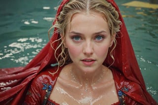 (wet clothes, wet hair, wet, wet face, wet skin,  : 1.4 ),( Beautiful German queen ),(greater details in definitions of face and eyes), (realistic and detailed skin textures), (extremely clear image, UHD, resembling realistic professional photographs, film grain), beautiful blonde hair,beautiful blue iris, ((wearing Baroque-style crimson dirndl ballgowns and veiled royal cloak with vibrant colors, submerge,  hugging, very wet drenched hair, wet face:1.2)), infused with norwegian elements. The dress combines intricate lace and embroidery with colorful ballgown-inspired patterns. A wide obi belt cinches her waist, while puffed sleeves and delicate accessories complete the look, showcasing a striking fusion of cultures.,ct-drago
.
, soakingwetclothes, wet clothes, wet hair, Visual Anime,art_booster,anime_screencap,fake_screenshot,anime coloring