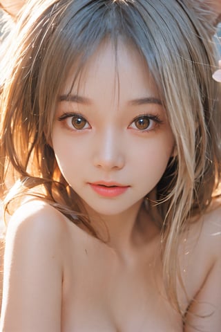 ((((Naked)))), two girls, beautiful breasts, highly detailed CG Unity 8k wallpaper, masterpiece, top quality, super detailed, best illustration, best shadow, very delicate and beautiful, dynamic angle, {{{animation}}}, crayon drawing, {cute}, white hair, heterochromia, red and yellow eyes, cat ears, {{{wide white outline}}}, {cute}, normal human anatomy , whole body, cherry blossom background, spring, angle,