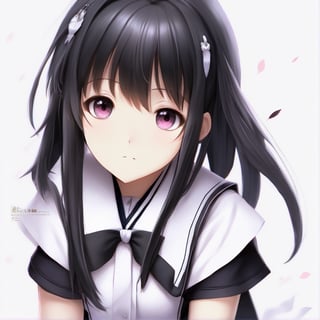 (masterpiece, best quality:1.2), 2girl, solo, homura, white background, simple background, school uniform, extremely detailed
