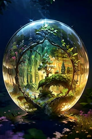 bubble,yggdrasil \(gbf\), forest in a bubble, beautiful, elegant, fantasy ,mysticlightKA, realistic 