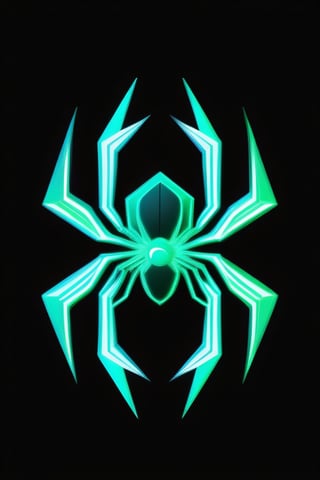 A stylized spider symbol, rendered in a vibrant, almost electric palette of greens, reds, and blues, glows against a stark black background, a sense of energy and intensity pulsates from the image.  [Digital art, abstract and geometric, reminiscent of the work of  M.C. Escher, with a touch of the cyberpunk aesthetic of Syd Mead], [Sharp lines and angles, a sense of depth and texture in the symbol, a digital glitch effect adds to the energy of the image, the colors are bold and saturated, the background is a pure black]