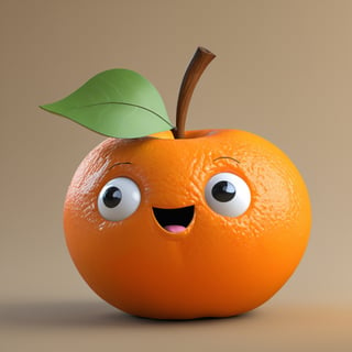"Generate a hilarious image of a orange with comically oversized eyes and a big, playful mouth. Craft the image to radiate humor and whimsy, turning a simple fruit into a charming and funny character. The goal is to create a lighthearted and entertaining portrayal that brings a smile to viewers with the unexpected personality of this animated apple."